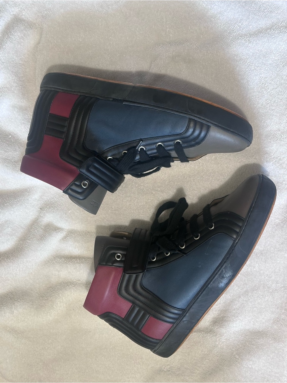 Hermes Men's High-Top Sneakers in Black and Burgundy